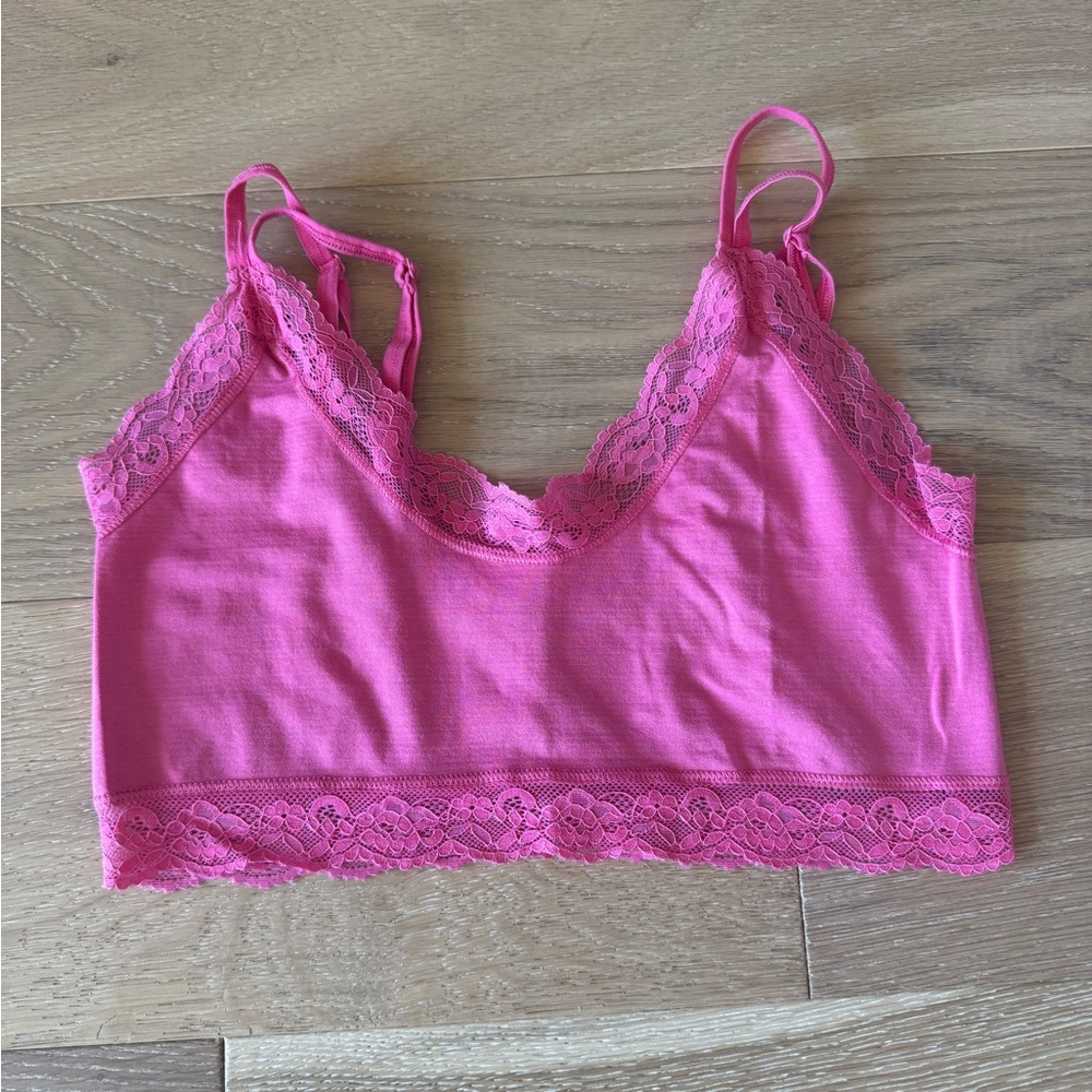 Pink Lace Trim Bralette
